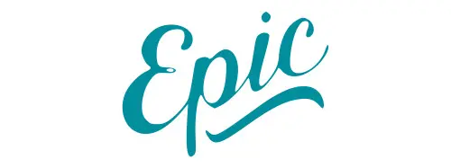Logo of "Epic," featuring stylized turquoise lettering, representing quality and reliability in appliance repair services.