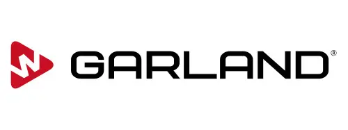 Garland logo featuring a red triangle and the word "GARLAND" in bold black letters, representing a brand related to appliance repair services.
