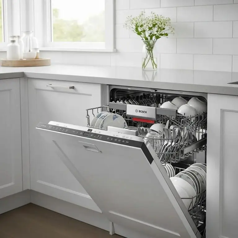 Bosch dishwasher in a modern kitchen, showcasing efficiency and reliability