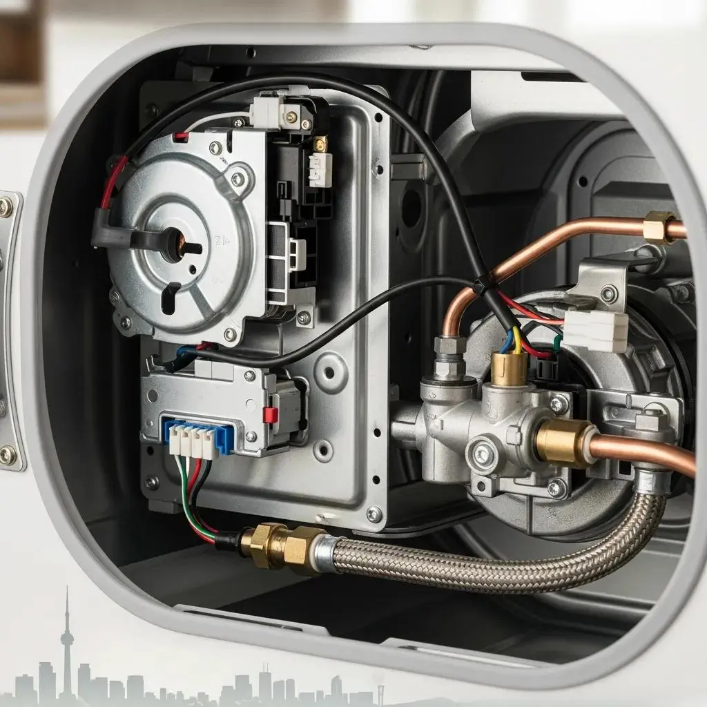 Technician preparing for an emergency dryer repair service, illustrating prompt response in Toronto