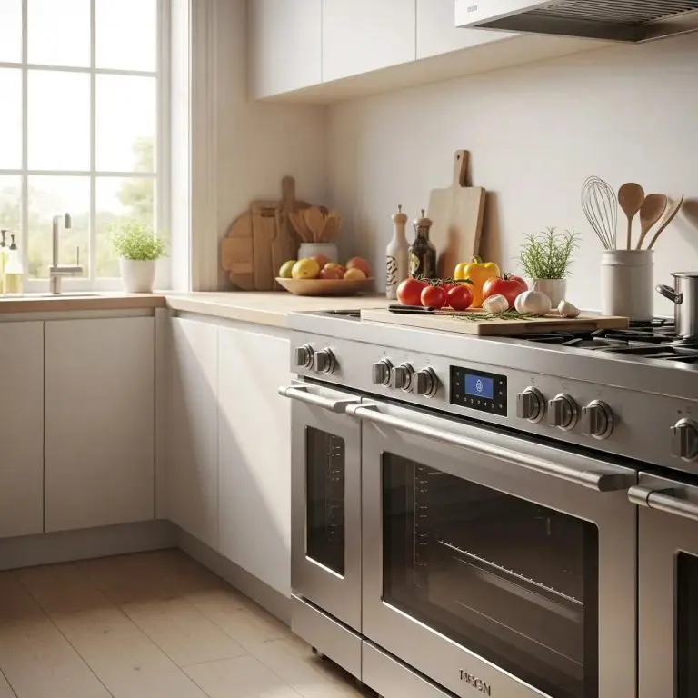 Modern kitchen with a focus on a well-maintained oven, highlighting its importance in cooking