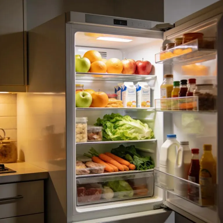 Open refrigerator with fresh produce and food illustrating refrigeration failure symptoms.