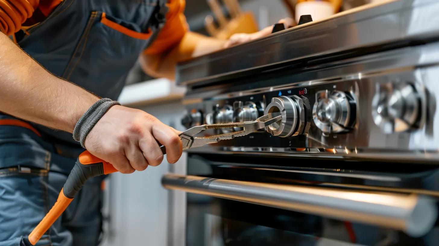 Licensed technician diagnosing an oven for reliable repairs