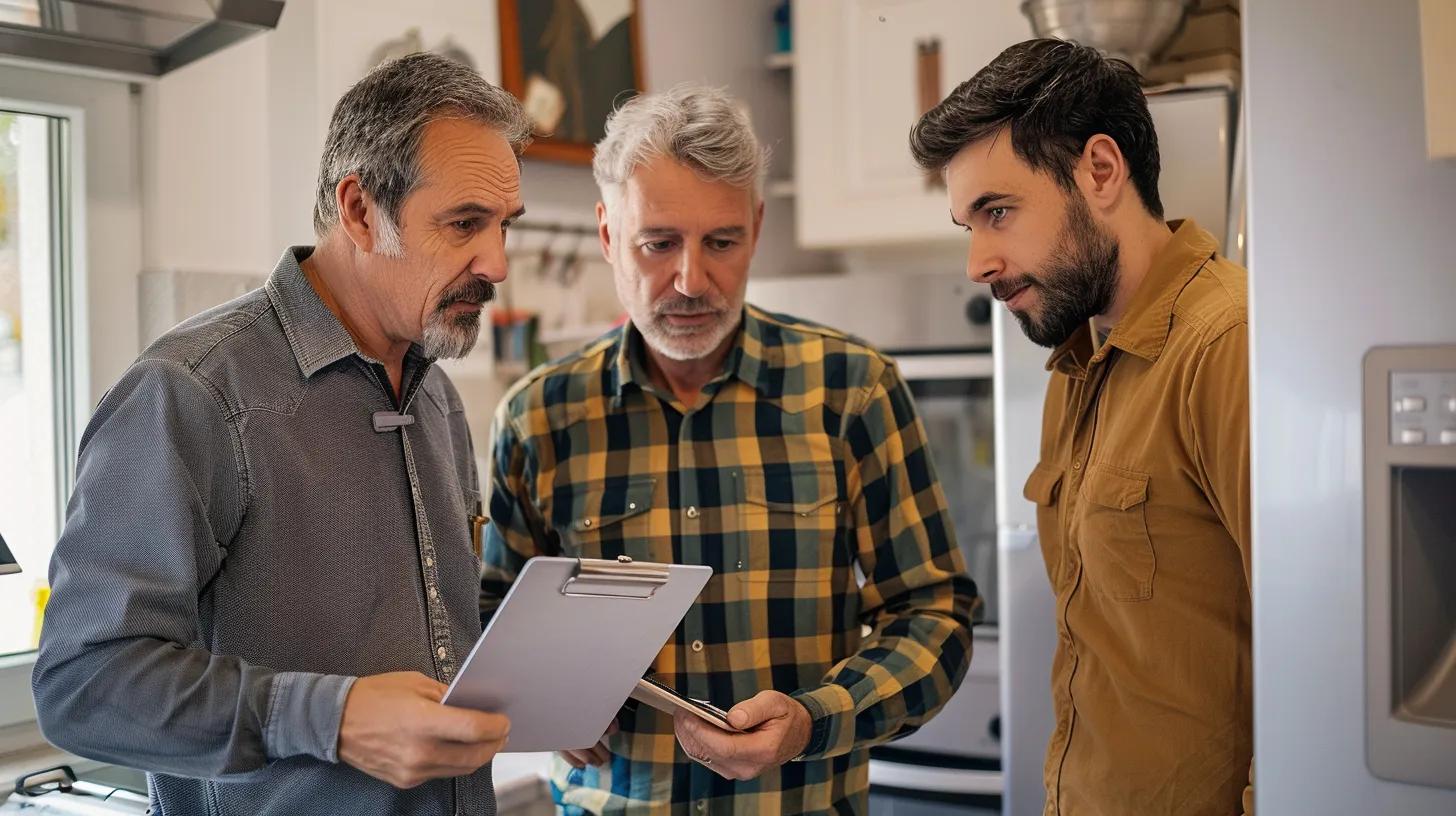 Customer consulting with a technician for appliance repair estimates, highlighting transparent pricing