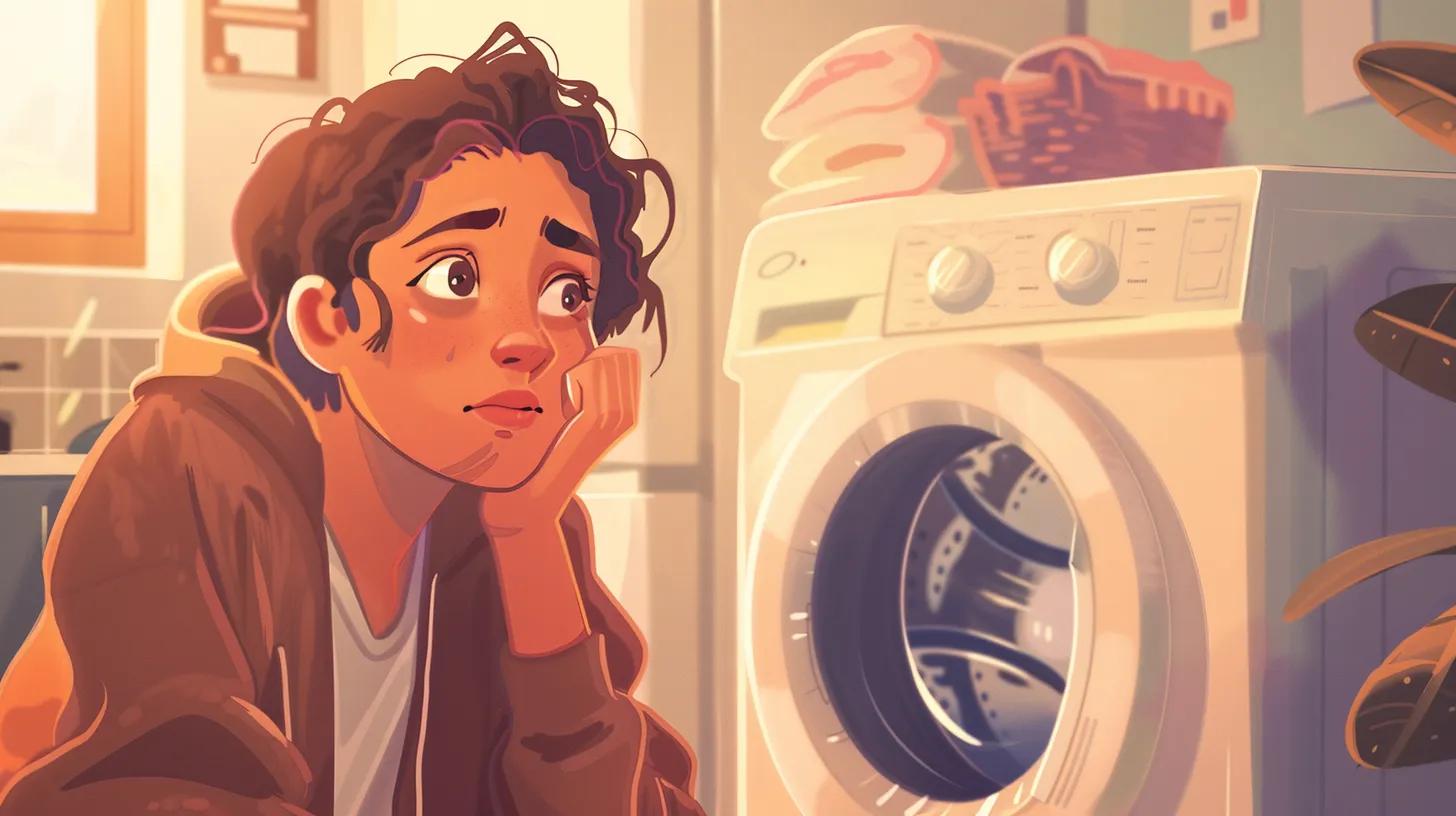Person listening to a washing machine for unusual noises