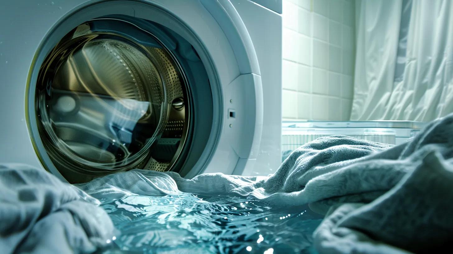 Washing machine in operation showing excessive noise and vibration due to unbalanced load
