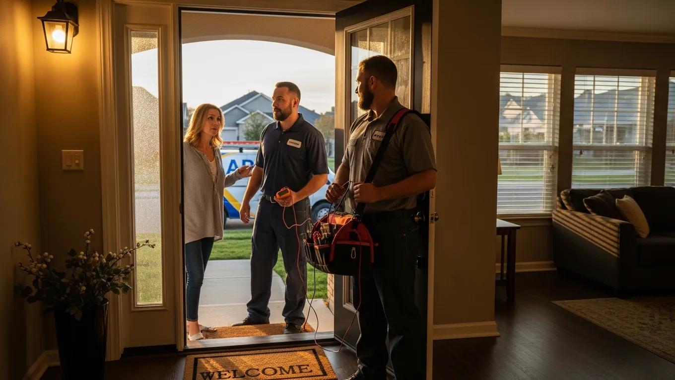 Licensed technician arriving for emergency appliance repair service