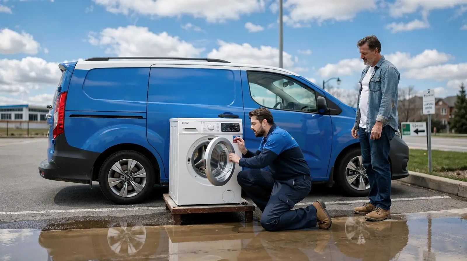 A professional technician should step in once a leak persists after basic checks, involves standing